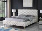 Madison Cream Velvet Cal King Bed (Oversized)