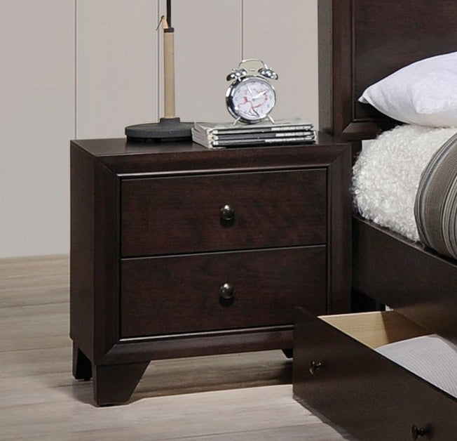 Madison II Espresso Wood 2-Drawer Nightstand