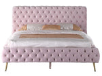 Madison Pink Velvet Cal King Bed (Oversized)