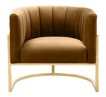 Magnolia Cognac Velvet/Gold Finish Metal Accent Chair