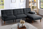 Mahika Black Linen-Like Fabric Adjustable Sectional