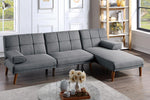 Mahika Blue Grey Linen-Like Fabric Adjustable Sectional