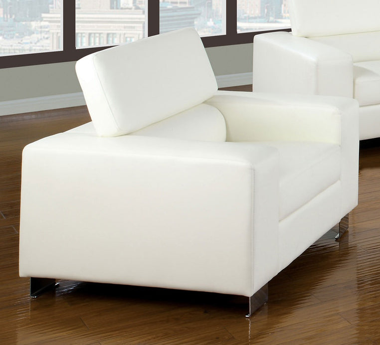 Makri White Bonded Leather Match Chair