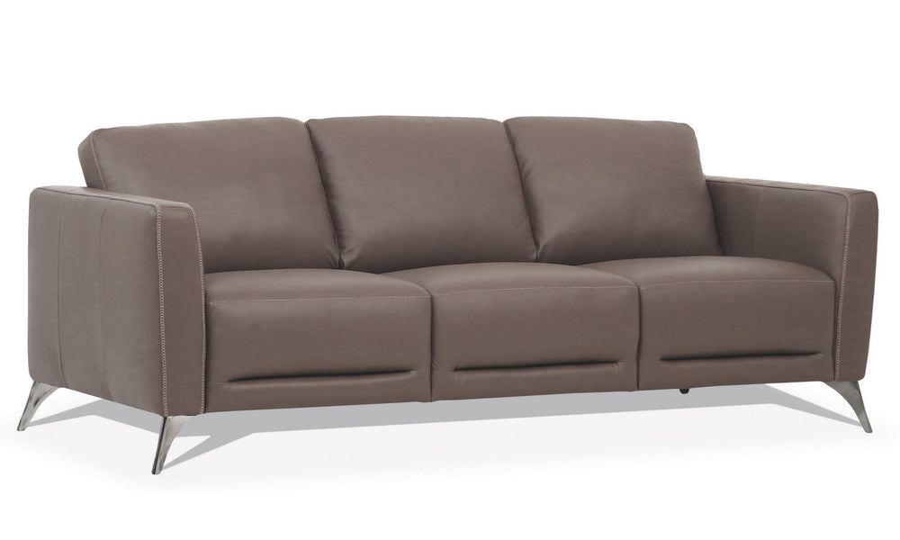 Malaga Contemporary Taupe Leather Sofa