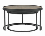 Malia 2-Pc Weathered Elm Wood/Gunmetal Nesting Table Set