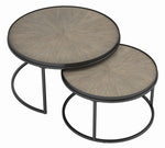 Malia 2-Pc Weathered Elm Wood/Gunmetal Nesting Table Set