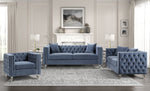 Manana Blue Velvet Fabric 2-Seat Sofa