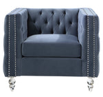 Manana Blue Velvet Fabric Chair