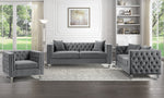 Manana Gray Velvet Fabric 2-Seat Sofa