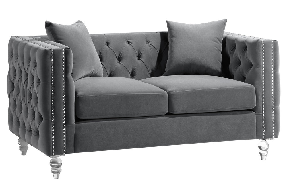 Manana Gray Velvet Fabric Loveseat