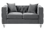 Manana Gray Velvet Fabric Loveseat