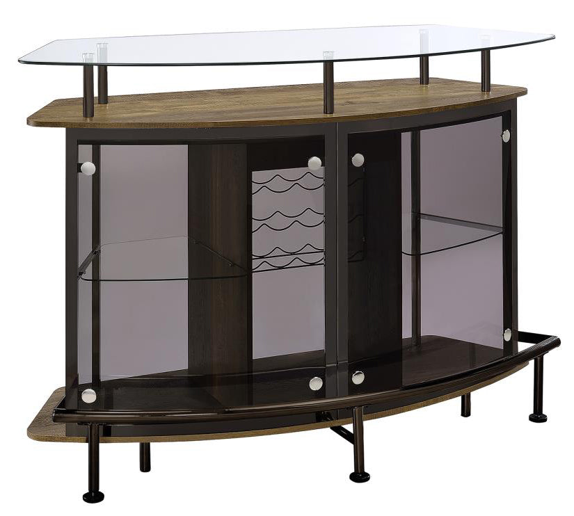 Margaret Brown Oak Wood/Black Nickel Metal Bar Unit