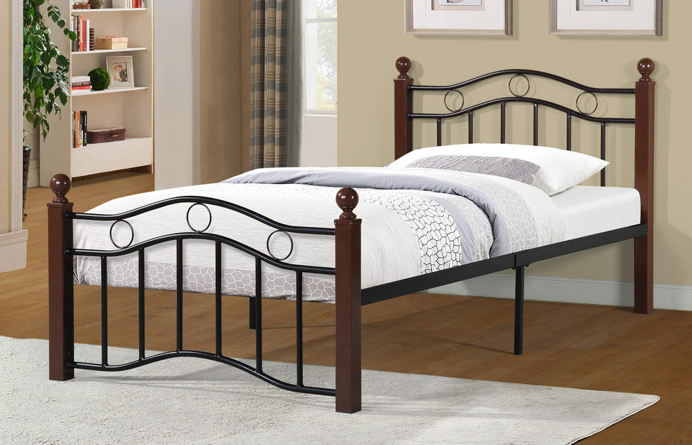 Margaret Brown Wood/Black Metal Twin Platform Bed