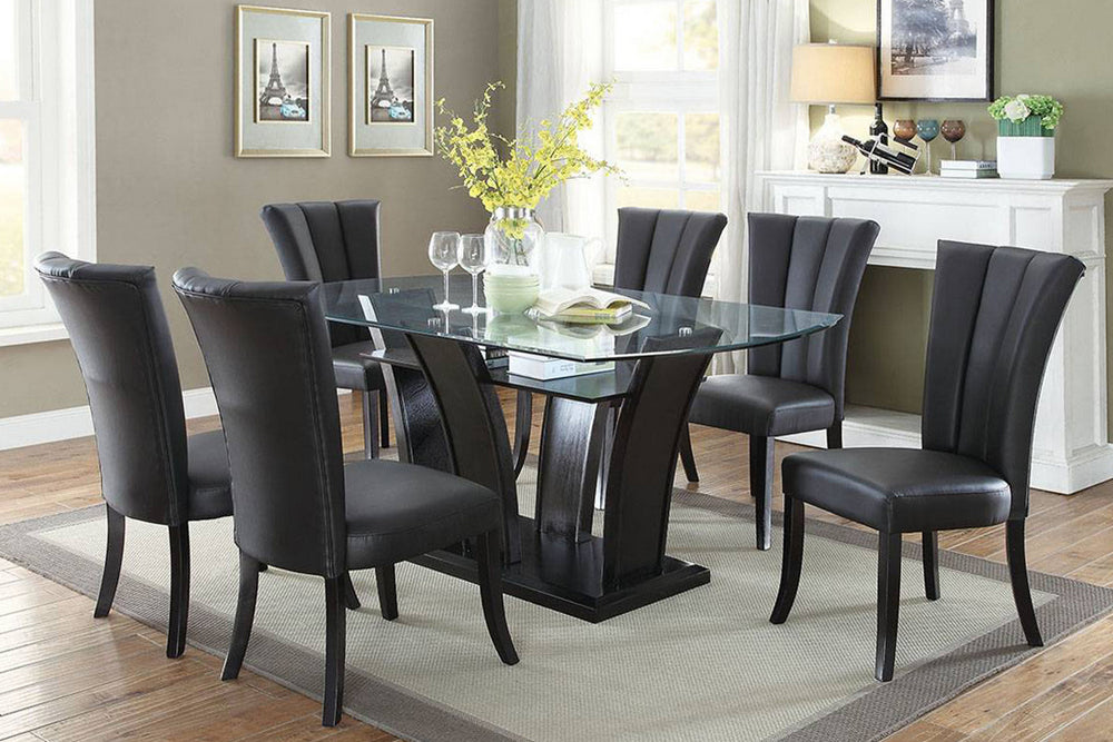 Marietta 7-Pc Dark Brown/Black Dining Table Set