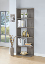 Harrison Weathered Grey Wood 5-Tier Bookcase