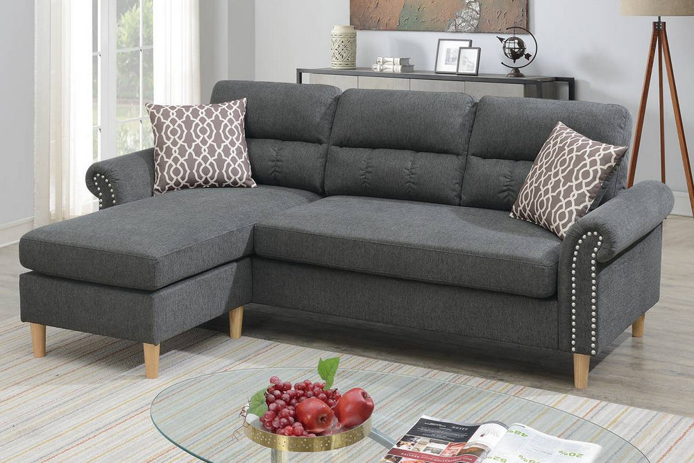 Marlies 2-Pc Slate Velvet Reversible Sectional Sofa