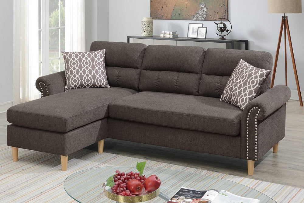 Marlies 2-Pc Tan Velvet Reversible Sectional Sofa