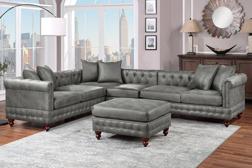 Marlow Slate Grey Modular Sectional with Ottoman