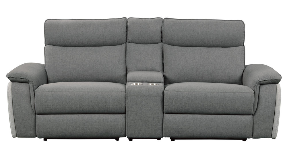 Maroni Gray Power Recliner Loveseat with Console