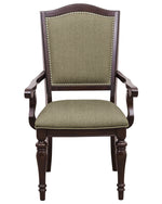 Marston 2 Dark Cherry Wood/Neutral Fabric Arm Chairs