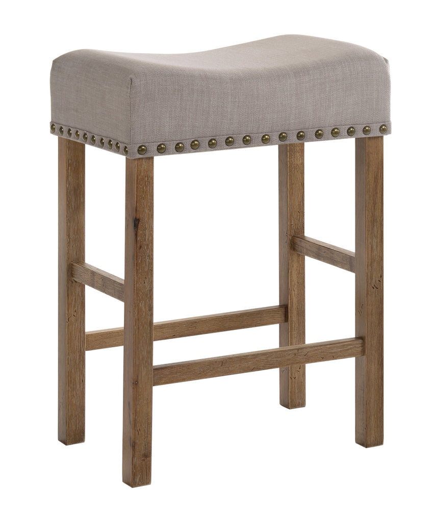 Martha II 2 Weathered Oak Fabric/Wood Counter Height Stools