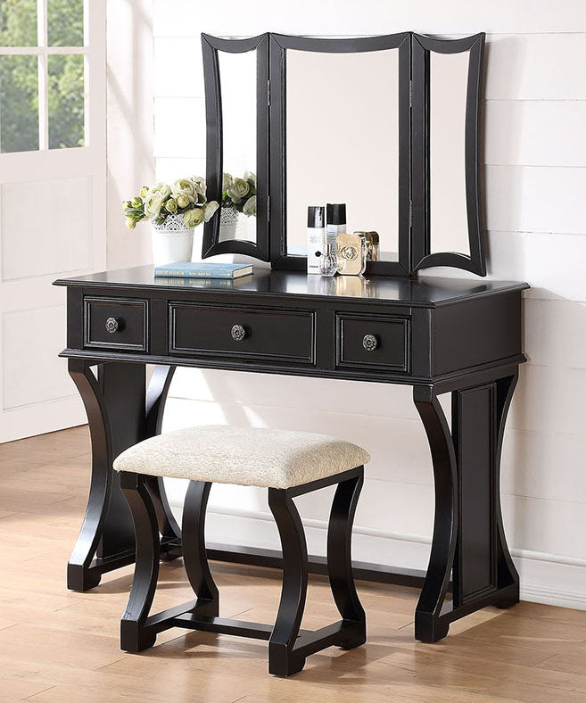 Martina 3-Pc Black Wood Vanity Set