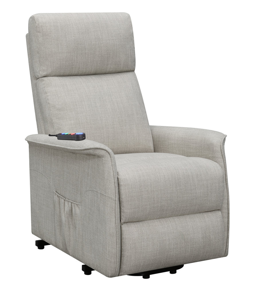 Massima Beige Fabric Power Lift Massage Recliner