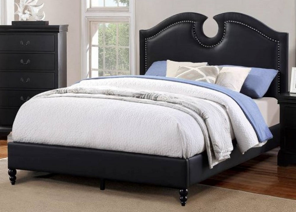 Matilde Black Faux Leather Upholstered Cal King Bed