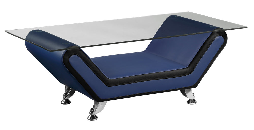 Matteo Blue & Black Faux Leather Coffee Table