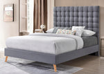 Maude Light Gray Linen Fabric Cal King Platform Bed