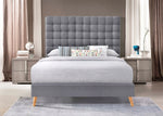 Maude Light Gray Linen Fabric Eastern King Platform Bed