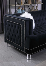 Maya Black Velvet Tufted Loveseat