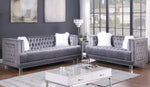 Maya Gray Velvet Tufted Loveseat