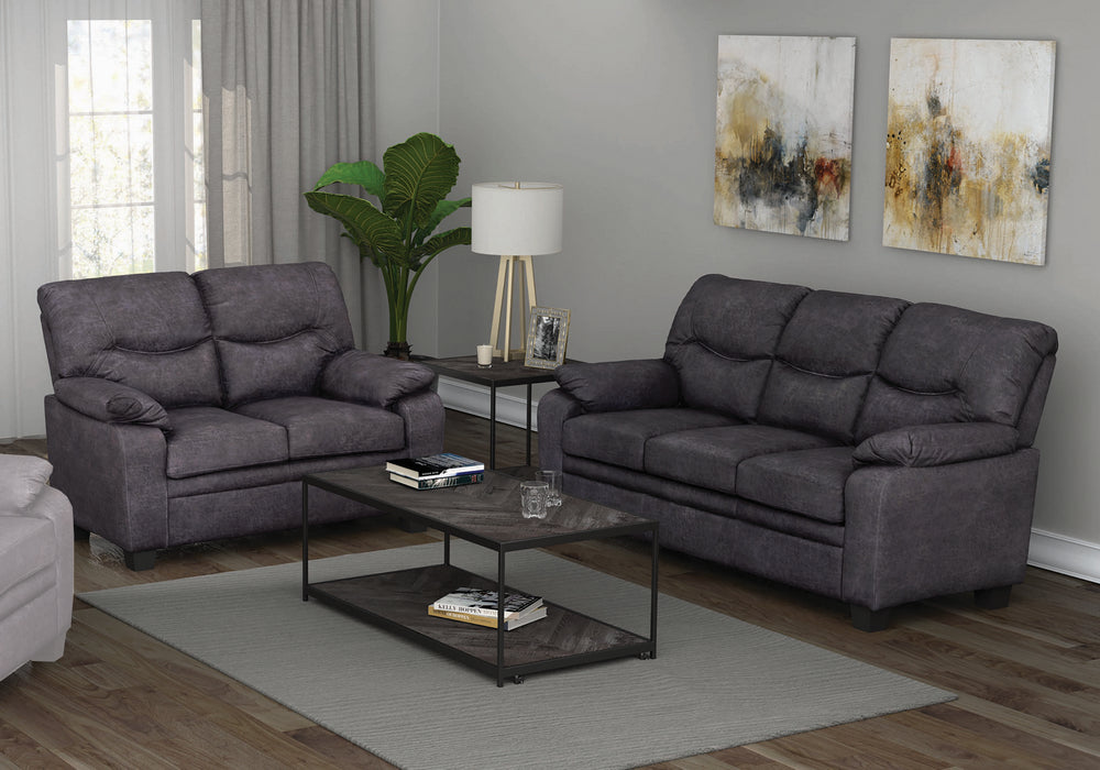 Meagan 2-Pc Charcoal Coated Microfiber Sofa Set