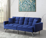 Mecene Blue Velvet Grid Tufted Adjustable Sofa