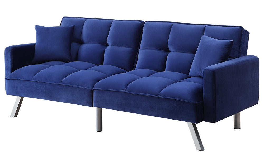 Mecene Blue Velvet Grid Tufted Adjustable Sofa