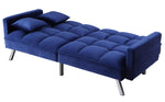 Mecene Blue Velvet Grid Tufted Adjustable Sofa