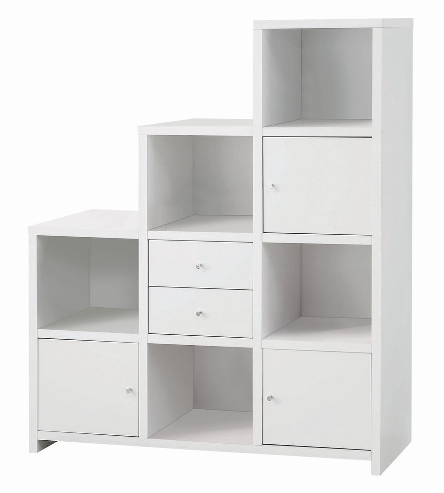 Melina White Wood Asymmetrical Bookcase