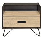 Melkree Oak/Black Wood/Metal Nightstand with Drawer & Shelf