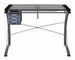 Melo Contemporary Smoke Glass/Silver Metal Drafting Desk