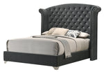 Melody 5-Pc Grey Velvet Cal King Bedroom Set (Oversized)