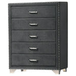 Melody Grey Velvet 5-Drawer Chest