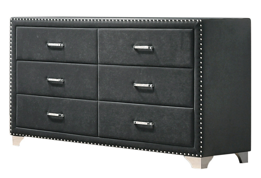 Melody Grey Velvet 6-Drawer Dresser