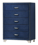 Melody Pacific Blue Velvet 5-Drawer Chest