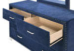 Melody Pacific Blue Velvet 6-Drawer Dresser