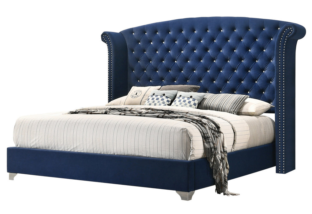 Melody Pacific Blue Velvet King Bed (Oversized)