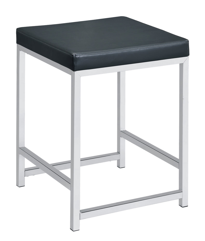 Afshan Dark Grey Leatherette/Chrome Metal Vanity Stool