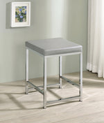 Umbridge Light Grey Leatherette/Chrome Metal Vanity Stool