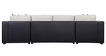 Merill 3-Pc Beige Fabric/Black PU Leather Sectional with Sleeper