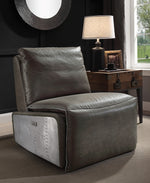 Metier Gray Leather/Metal Power Recliner